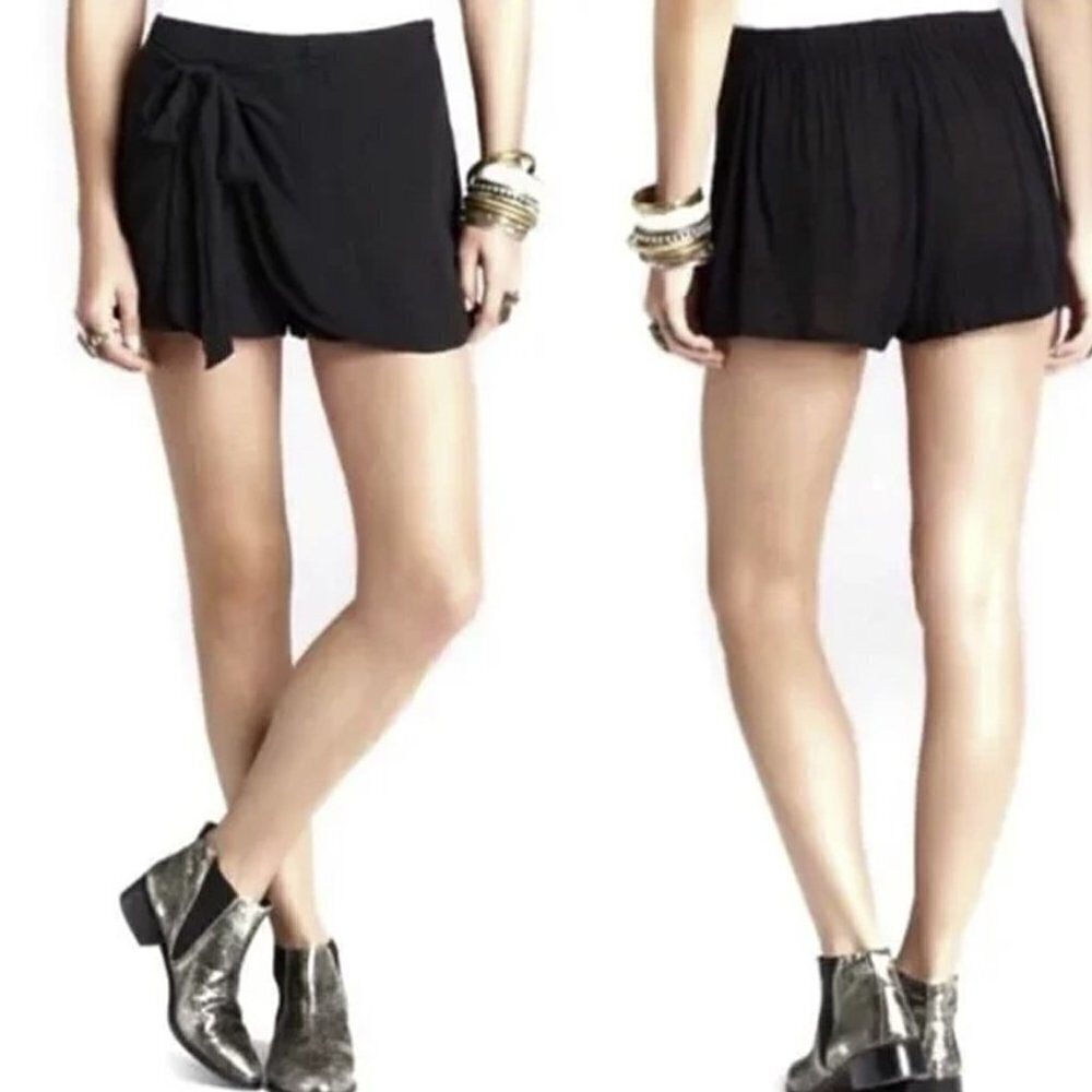 💥363 Free People High Waist Black Tie Wrap Shorts